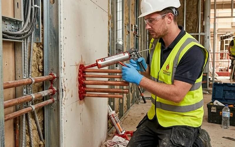 Fire stopping installation — sealing around service penetrations